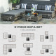 Outsunny 6 PC Rattan Sofa Coffee Table Set Sectional Wicker Weave Furniture for Garden Outdoor Conservatory w/ Pillow Cushion Gr
