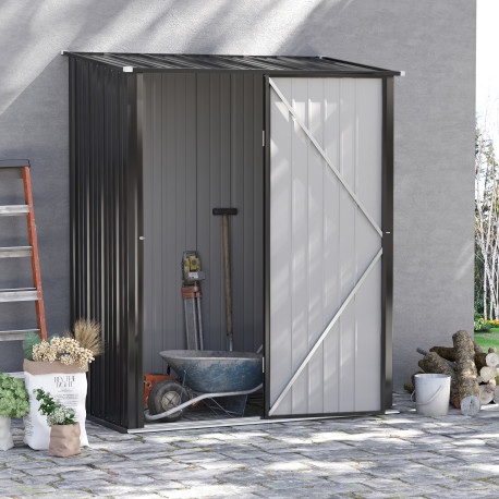 Outsunny 5.3 x 3.1ft Corrugated Steel Garden Shed - Black