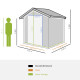 Outsunny Garden Metal Tool Storage Shed with Sliding Door, Sloped Roof and Foundation Kit, 152 x 132 x 188cm, Grey