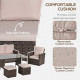 Outsunny Six-Piece Rattan Sofa Set, with Glass-Top Table - Mixed Brown