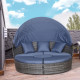 Outsunny PE Rattan Lounge Set, 5 Pieces Patio Conversation Furniture Set, Garden Round Sofa Bed with Cushion and Retractable Can