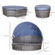 Outsunny PE Rattan Lounge Set, 5 Pieces Patio Conversation Furniture Set, Garden Round Sofa Bed with Cushion and Retractable Can