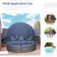 Outsunny PE Rattan Lounge Set, 5 Pieces Patio Conversation Furniture Set, Garden Round Sofa Bed with Cushion and Retractable Can