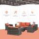 Outsunny 6 Pieces Rattan Garden Furniture Set, 7 Seater Wicker Outdoor Furniture Set with Storage Tea Table &amp; Side Table, Sectio