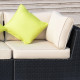Outsunny 8 Pieces PE Rattan Corner Sofa Set with Thick Cushions, Aluminium Outdoor Rattan Garden Furniture Set with Glass Top Ta