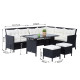 Outsunny 8-Seater Garden Rattan Furniture Rattan Corner Dining Sofa Set Wicker Conservatory Furniture Lawn Patio Coffee Table Fo