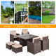 Outsunny 8 Seater Rattan Cube Garden Furniture Set, Rattan Dining Set with Cushions, Outdoor Dining Table and Chairs with 4 Armc
