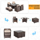 Outsunny 8 Seater Rattan Cube Garden Furniture Set, Rattan Dining Set with Cushions, Outdoor Dining Table and Chairs with 4 Armc