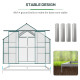 Outsunny 8 x 12ft Aluminium Greenhouse Polycarbonate Walk-in Garden Greenhouse Kit with Adjustable Roof Vent, Double Sliding Doo