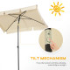 Outsunny Garden Parasol Umbrella, Outdoor Market Table Umbrella with Ruffles &amp; Aluminium Pole, Rectangular Tilting Parasol Sun S
