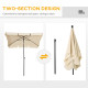Outsunny Garden Parasol Umbrella, Outdoor Market Table Umbrella with Ruffles &amp; Aluminium Pole, Rectangular Tilting Parasol Sun S