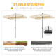 Outsunny Garden Parasol Umbrella, Outdoor Market Table Umbrella with Ruffles &amp; Aluminium Pole, Rectangular Tilting Parasol Sun S