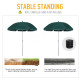 Outsunny 2.2m Beach Umbrella, Portable Parasol with Tilting Function, Outdoor Sunshade Shelter with 8 Ribs, Green