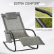 Outsunny Outdoor Garden Rocking Chair, Patio Sun Lounger Rocker Chair with Breathable Mesh Fabric, Removable Headrest Pillow, Ar
