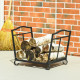 Outsunny Metal Firewood Log Holder Indoor Outdoor Folding Firewood Rack Fireplace Wood Storage Shelf w/ Scrolls, Rust-Resistant,
