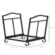 Outsunny Metal Firewood Log Holder Indoor Outdoor Folding Firewood Rack Fireplace Wood Storage Shelf w/ Scrolls, Rust-Resistant,