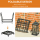 Outsunny Metal Firewood Log Holder Indoor Outdoor Folding Firewood Rack Fireplace Wood Storage Shelf w/ Scrolls, Rust-Resistant,