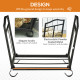 Outsunny Metal Firewood Log Holder Indoor Outdoor Folding Firewood Rack Fireplace Wood Storage Shelf w/ Scrolls, Rust-Resistant,