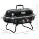 Outsunny Foldable Gas BBQ Grill 2 Burner Table Top Barbecue with Lid Piezo Ignition Thermometer for Camping Picnic Cooking, Alum