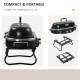 Outsunny Foldable Gas BBQ Grill 2 Burner Table Top Barbecue with Lid Piezo Ignition Thermometer for Camping Picnic Cooking, Alum