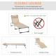 Outsunny Foldable Outdoor Sun Lounger, Reclining Lounge Chair Camping Bed Cot with Pillow 4-Level Adjustable Back Aluminium Fram