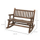 Outsunny Garden 2-Seater Rocking Bench Wood Frame Rough-Cut Log Loveseat Slatted High Back Rustic Style with Armrests Garden Out