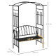 Outsunny Steel Frame Outdoor Garden Arch w/ 2-Seater Bench Black