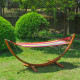 Outsunny Outdoor Hammock with Stand, Free Standing Hammock with Arc Wooden Frame and 200 x 100cm Fabric, Garden Swing Hanging Be