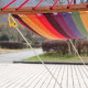 Outsunny Outdoor Hammock with Stand, Free Standing Hammock with Arc Wooden Frame and 200 x 100cm Fabric, Garden Swing Hanging Be