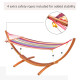 Outsunny Outdoor Hammock with Stand, Free Standing Hammock with Arc Wooden Frame and 200 x 100cm Fabric, Garden Swing Hanging Be
