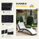 Outsunny Outdoor Foldable PE Rattan Sun Lounger with Soft Padded Cushion, Ergonomic Curved Design Sun Bed for Balcony, Garden, B
