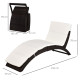 Outsunny Outdoor Foldable PE Rattan Sun Lounger with Soft Padded Cushion, Ergonomic Curved Design Sun Bed for Balcony, Garden, B