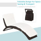 Outsunny Outdoor Foldable PE Rattan Sun Lounger with Soft Padded Cushion, Ergonomic Curved Design Sun Bed for Balcony, Garden, B