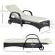 Outsunny Garden Rattan Furniture Single Sun Lounger Recliner Bed Reclining Chair Patio Outdoor Wicker Weave Adjustable Headrest 
