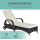 Outsunny Garden Rattan Furniture Single Sun Lounger Recliner Bed Reclining Chair Patio Outdoor Wicker Weave Adjustable Headrest 