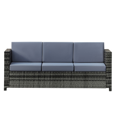 Outsunny 3-Seater Weather Resistant Outdoor Garden Rattan Sofa Grey