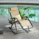 Outsunny Garden Rocking Chair Folding Recliner Outdoor Adjustable Sun Lounger Rocker Zero-Gravity Seat with Headrest Side Holder