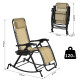 Outsunny Garden Rocking Chair Folding Recliner Outdoor Adjustable Sun Lounger Rocker Zero-Gravity Seat with Headrest Side Holder