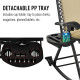 Outsunny Garden Rocking Chair Folding Recliner Outdoor Adjustable Sun Lounger Rocker Zero-Gravity Seat with Headrest Side Holder
