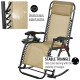 Outsunny Garden Rocking Chair Folding Recliner Outdoor Adjustable Sun Lounger Rocker Zero-Gravity Seat with Headrest Side Holder