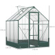 Outsunny 6x6 FT Polycarbonate Greenhouse with Base and Raised Bed, Walk-in Greenhouse with Aluminium Frame, Temperature Controll