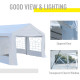 Outsunny 4m x 4m Garden Gazebo, Galvanised Marquee Party Tent with Removable Sides and Windows for Parties, Wedding and Events, 