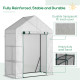 Outsunny Walk In Greenhouse with 2 Tier Shelf, Portable Gardening Plant Grow House with Roll up Zip Panel Door, Reinforced PE Co