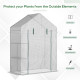 Outsunny Walk In Greenhouse with 2 Tier Shelf, Portable Gardening Plant Grow House with Roll up Zip Panel Door, Reinforced PE Co