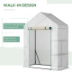 Outsunny Walk In Greenhouse with 2 Tier Shelf, Portable Gardening Plant Grow House with Roll up Zip Panel Door, Reinforced PE Co