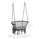 Outsunny Outdoor Hanging Rope Chair with Cotton Rope, Cotton-Polyester Blend Macrame Garden Hammock Chair with Seat Cushion, Sup