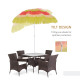 Outsunny 1.6m Patio Garden Hawaii Beach Sun Umbrella Sunshade Hawaiian Folding Tilting Crank Parasol (Multicolor)