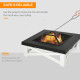 Outsunny Metal Large Firepit Outdoor 3 in 1 Square Fire Pit Brazier w/ BBQ Grill, Lid, Log Grate, Poker for Backyard, Camping, B