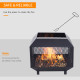 Outsunny Metal Square Fire Pit Outdoor Mesh Firepit Brazier w/ Lid, Log Grate, Poker for Backyard, Camping, Bonfire, Wood Burnin