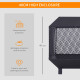 Outsunny Metal Square Fire Pit Outdoor Mesh Firepit Brazier w/ Lid, Log Grate, Poker for Backyard, Camping, Bonfire, Wood Burnin